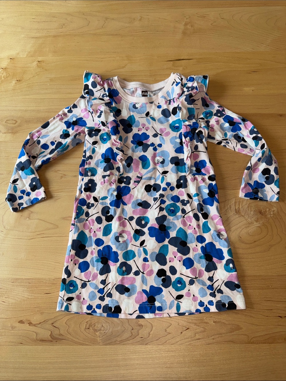 Baby Girl Tea Collection Blue Floral Dress size 3 NWOT